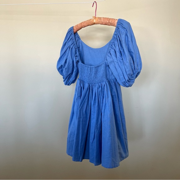 Linen Puff Sleeve Dress - Picture 5 of 14